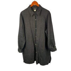 20 South Black Linen Button-Up Shirt X Large